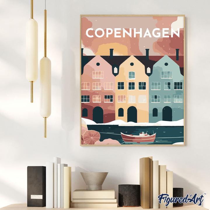 Malen nach Zahlen 40x50cm ohne Keilrahmen Figured’Art Vintage-Poster Kopenhagen
