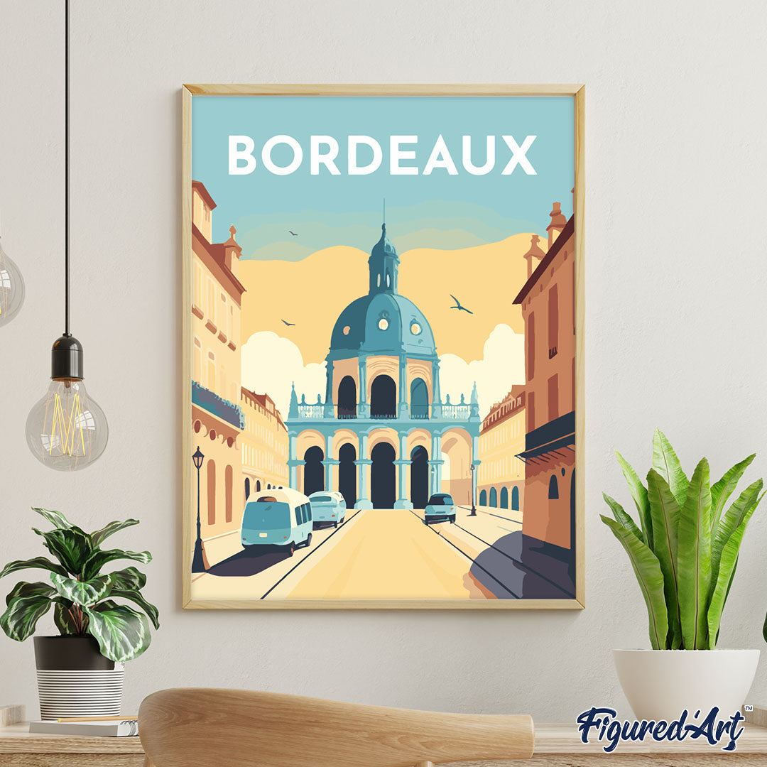 Malen nach Zahlen 40x50cm ohne Keilrahmen Figured’Art Vintage-Poster Bordeaux - Kidis Art