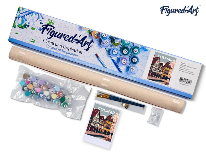 Malen nach Zahlen 40x50cm ohne Keilrahmen Figured’Art Vintage-Poster Colmar