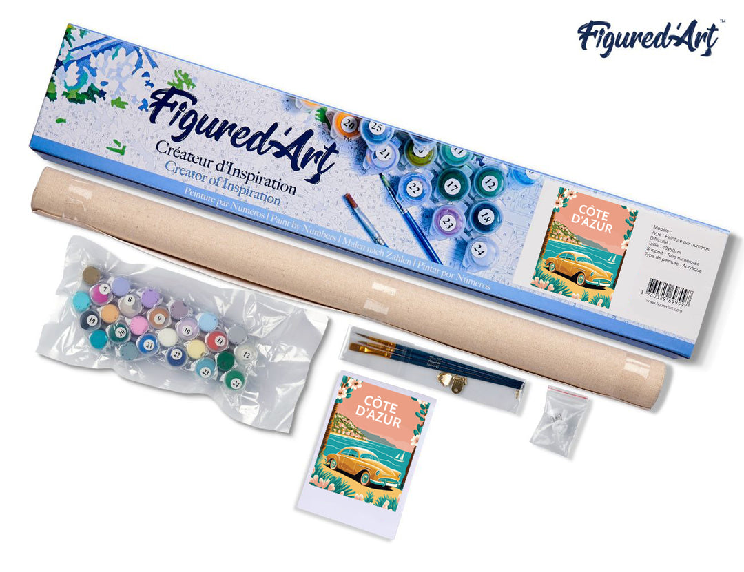 Malen nach Zahlen 40x50cm ohne Keilrahmen Figured’Art Reiseplakat Côte d'Azur