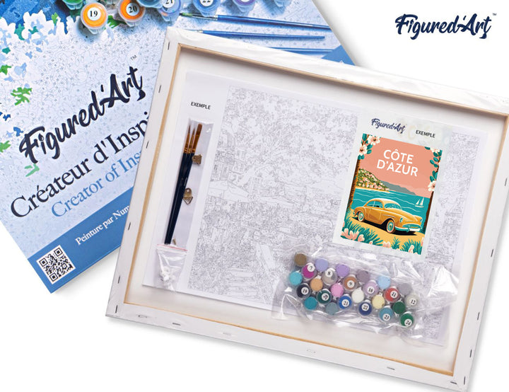 Malen nach Zahlen 40x50cm auf Keilrahmen gespannt Figured’Art Reiseplakat Côte d'Azur