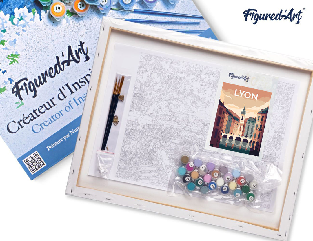 Malen nach Zahlen 40x50cm auf Keilrahmen gespannt Figured’Art Vintage-Poster Lyon