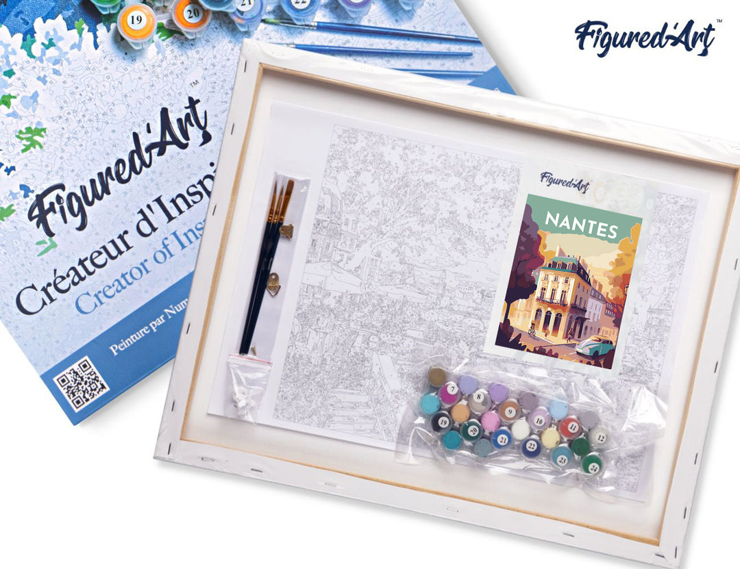 Malen nach Zahlen 40x50cm auf Keilrahmen gespannt Figured’Art Vintage-Poster Nantes