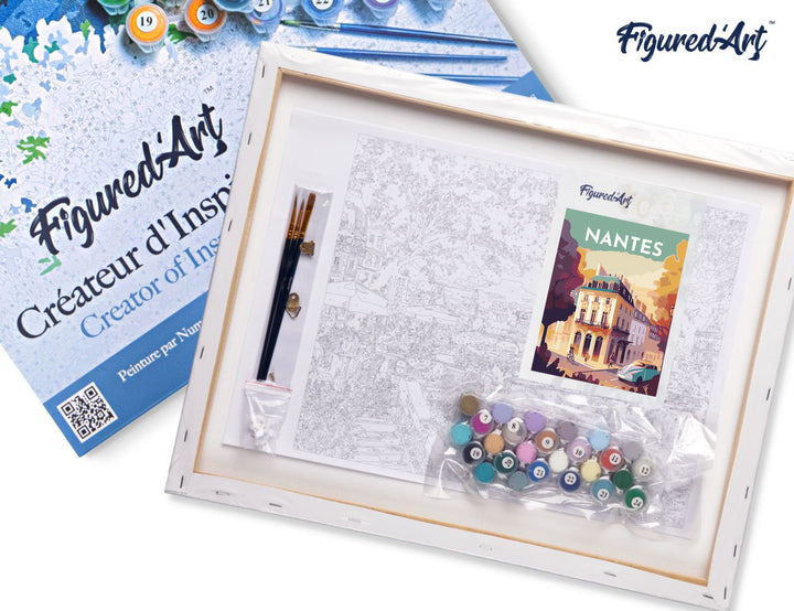 Malen nach Zahlen 40x50cm auf Keilrahmen gespannt Figured’Art Vintage-Poster Nantes