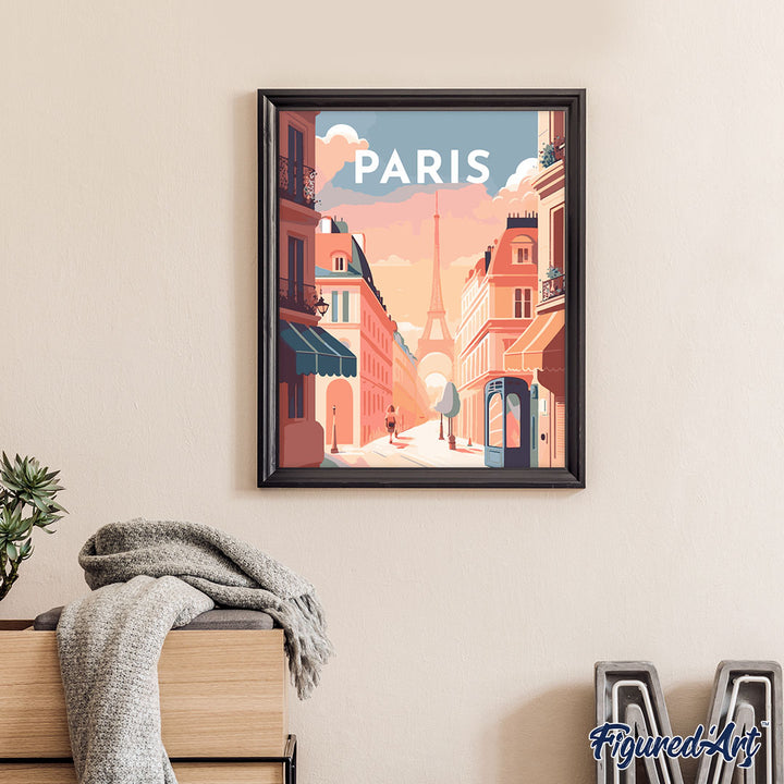 Malen nach Zahlen 40x50cm auf Keilrahmen gespannt Figured’Art Reiseplakat Paris I