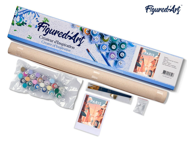 Malen nach Zahlen 40x50cm ohne Keilrahmen Figured’Art Reiseplakat Paris I