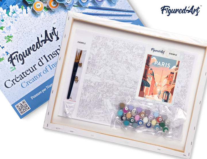 Malen nach Zahlen 40x50cm auf Keilrahmen gespannt Figured’Art Reiseplakat Paris I