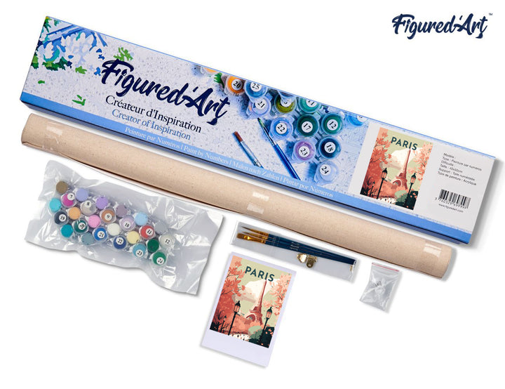 Malen nach Zahlen 40x50cm ohne Keilrahmen Figured’Art Reiseplakat Paris II