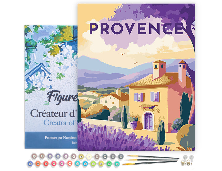 Figured'Art Malen Nach Zahlen 40x50 cm Keilrahmen Provence Reiseplakat Komplettset Mit Vorgemischten Farben Und Pinsel - Kidis Art
