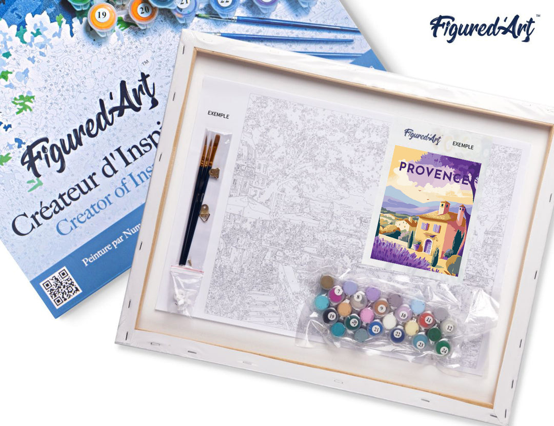 Figured'Art Malen Nach Zahlen 40x50 cm Keilrahmen Provence Reiseplakat Komplettset Mit Vorgemischten Farben Und Pinsel - Kidis Art