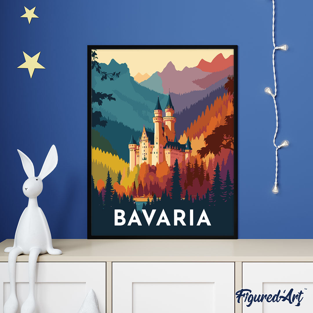 Malen nach Zahlen 40x50cm ohne Keilrahmen Figured’Art Vintage-Poster Bayern - Kidis Art
