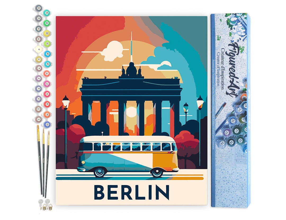 Malen nach Zahlen 40x50cm ohne Keilrahmen Figured’Art Vintage-Poster Berlin