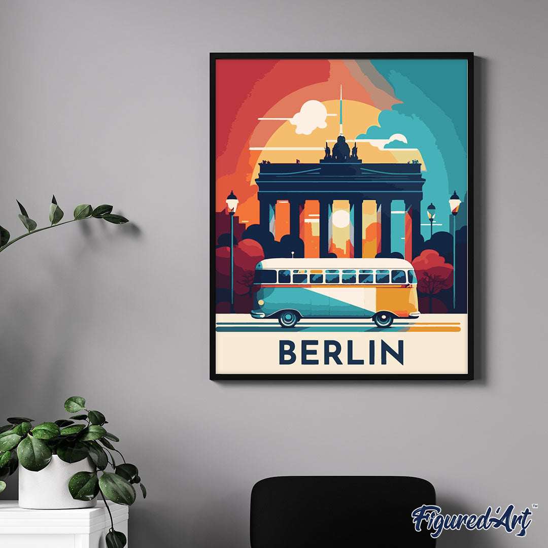 Malen nach Zahlen 40x50cm auf Keilrahmen gespannt Figured’Art Vintage-Poster Berlin - Kidis Art