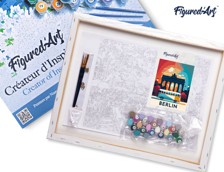 Malen nach Zahlen 40x50cm auf Keilrahmen gespannt Figured’Art Vintage-Poster Berlin