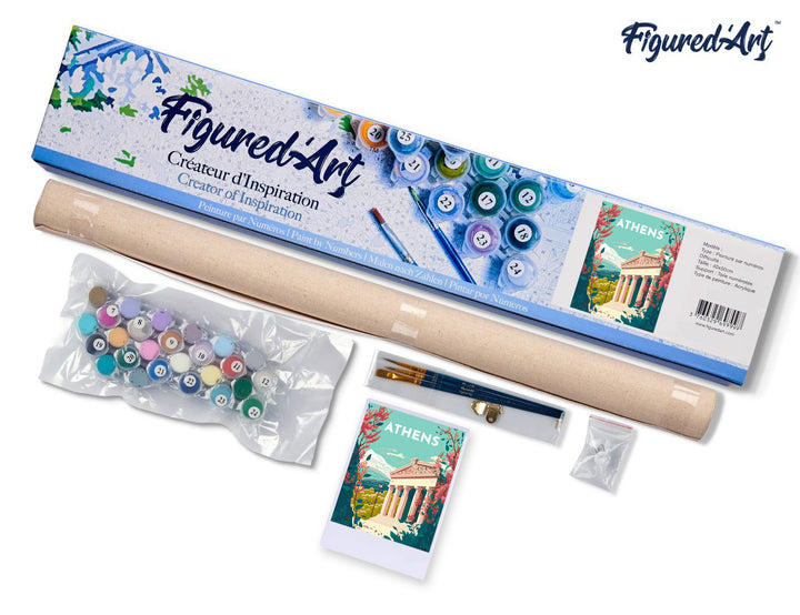 Malen nach Zahlen 40x50cm ohne Keilrahmen Figured’Art Vintage-Poster Athen