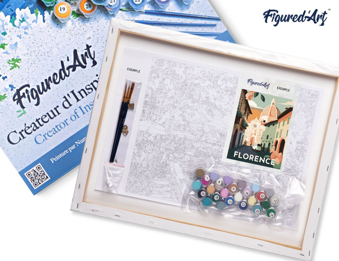 Malen nach Zahlen 40x50cm auf Keilrahmen gespannt Figured’Art Reiseplakat Florenz