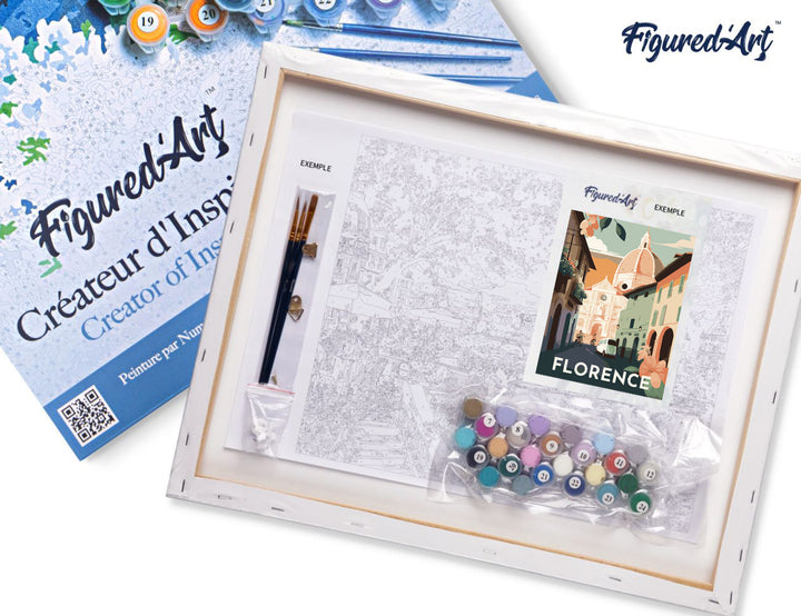 Malen nach Zahlen 40x50cm auf Keilrahmen gespannt Figured’Art Reiseplakat Florenz