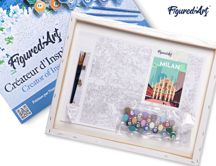 Malen nach Zahlen 40x50cm auf Keilrahmen gespannt Figured’Art Vintage-Poster Mailand