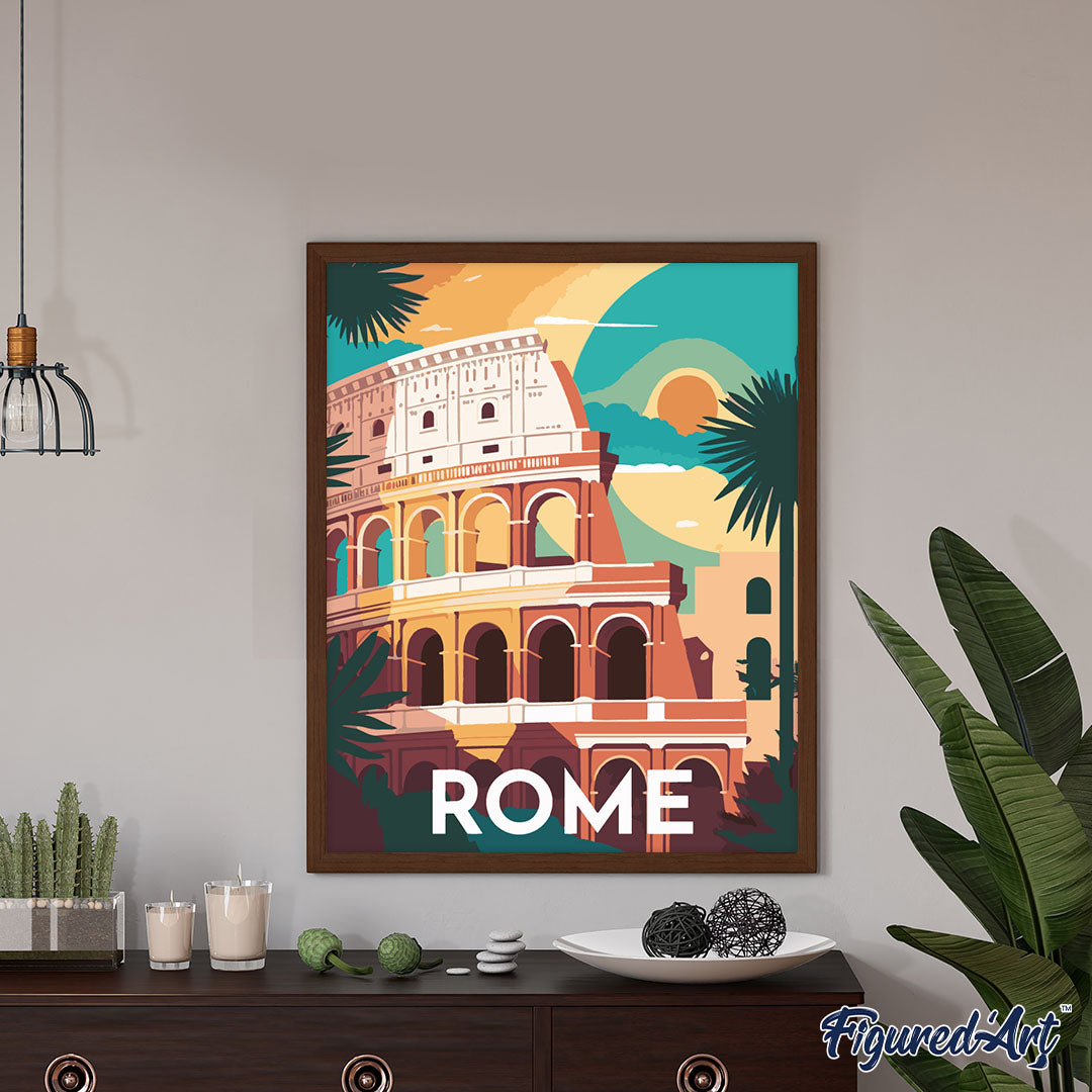 Malen nach Zahlen 40x50cm ohne Keilrahmen Figured’Art Reiseplakat Rom - Kidis Art