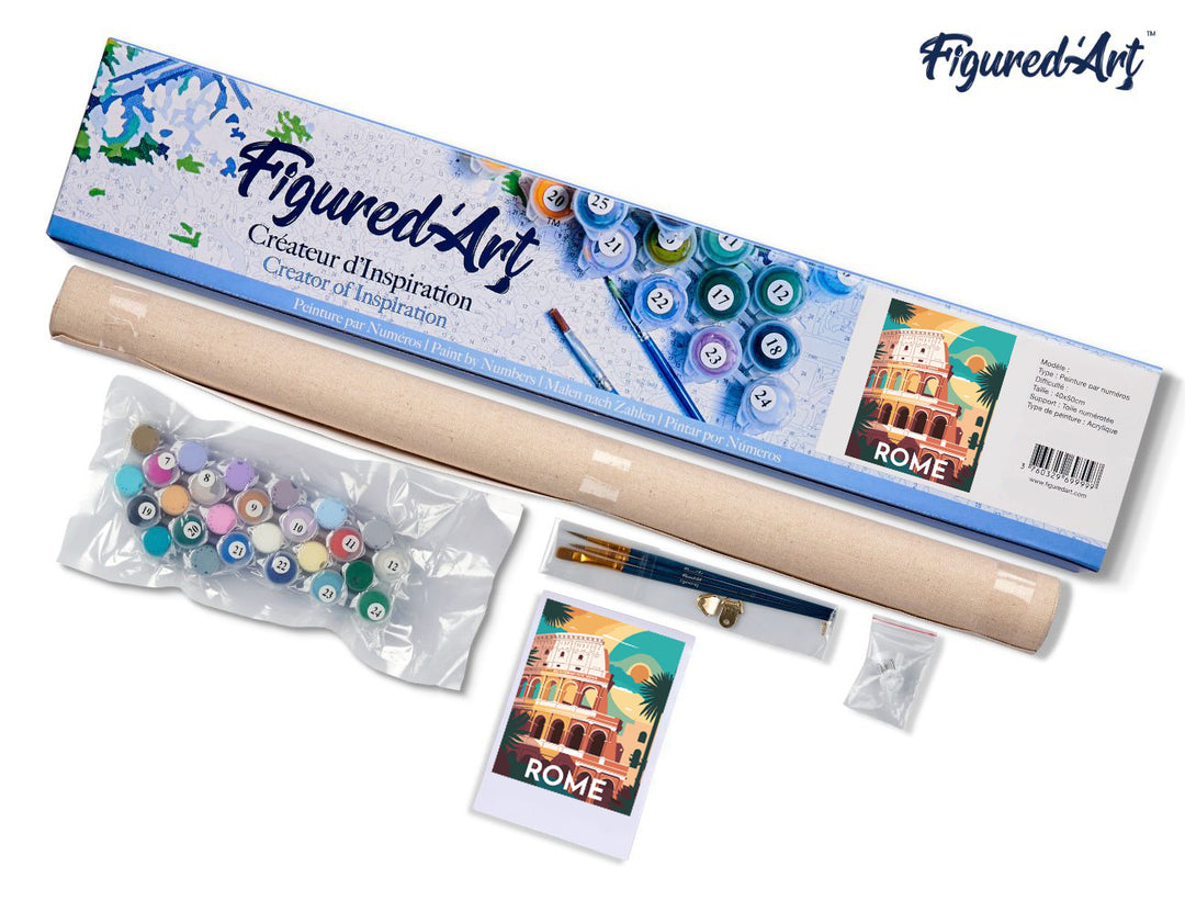 Malen nach Zahlen 40x50cm ohne Keilrahmen Figured’Art Reiseplakat Rom