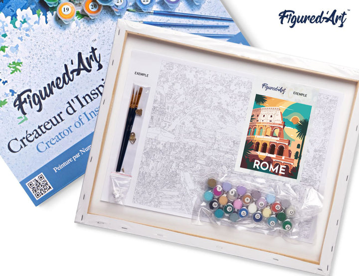 Malen nach Zahlen 40x50cm auf Keilrahmen gespannt Figured’Art Reiseplakat Rom