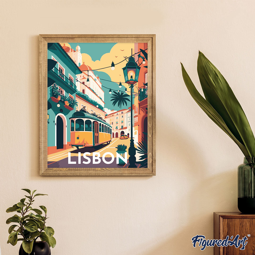 Malen nach Zahlen 40x50cm ohne Keilrahmen Figured’Art Reiseplakat Lissabon - Kidis Art