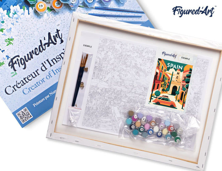 Malen nach Zahlen 40x50cm auf Keilrahmen gespannt Figured’Art Reiseplakat Sevilla