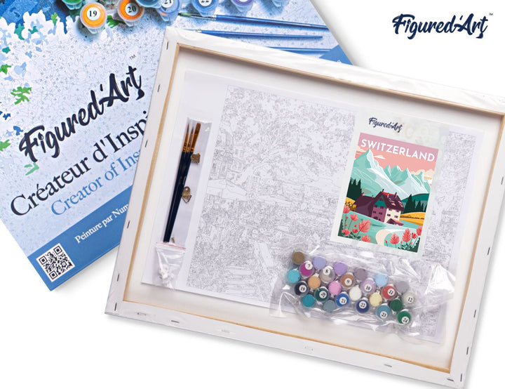 Malen nach Zahlen 40x50cm auf Keilrahmen gespannt Figured’Art Vintage-Poster Luzern