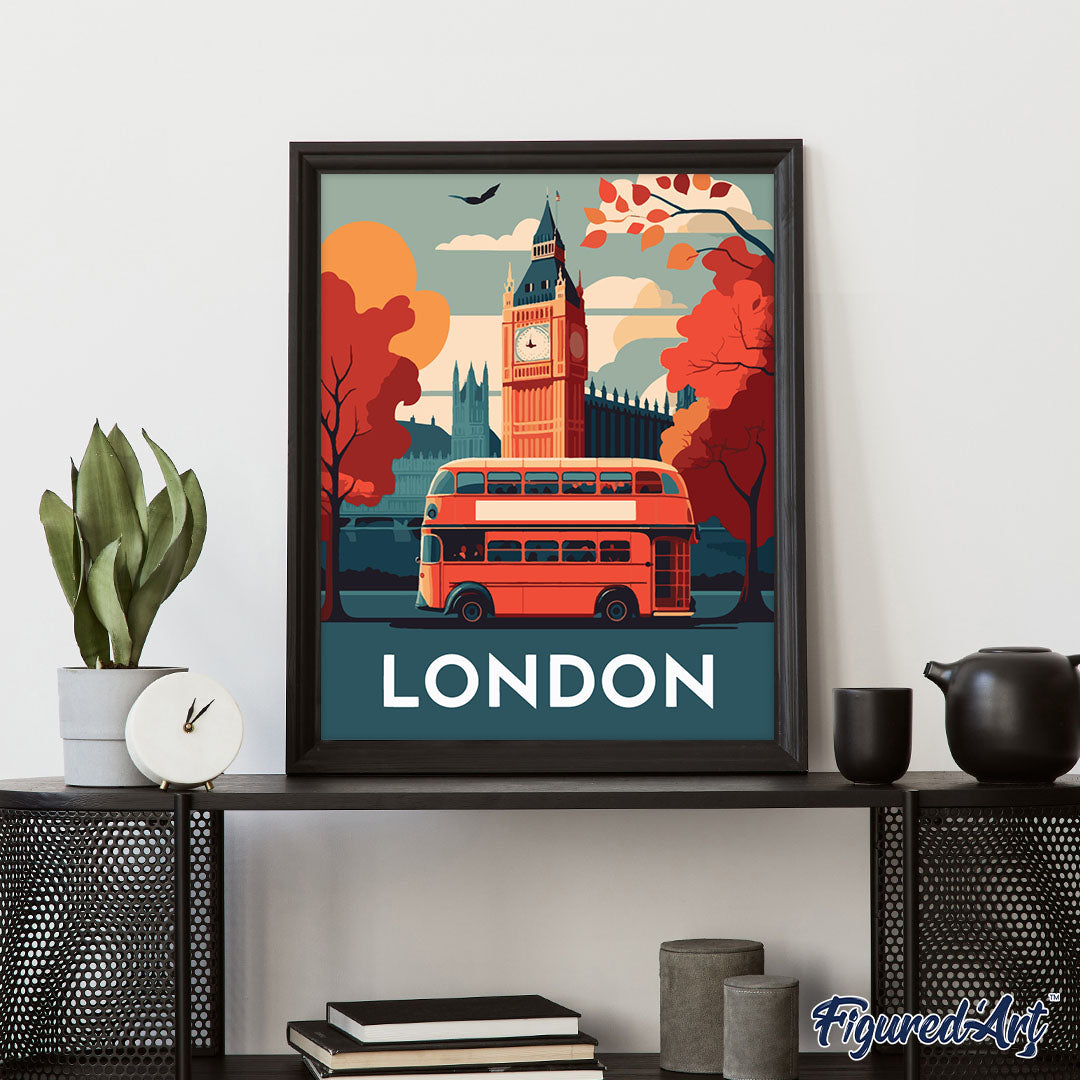Malen nach Zahlen 40x50cm auf Keilrahmen gespannt Figured’Art Reiseposter London