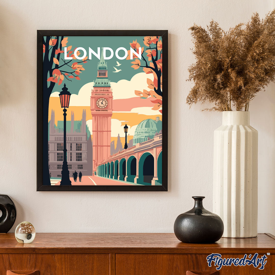 Malen nach Zahlen 40x50cm auf Keilrahmen gespannt Figured’Art Reiseposter London 2 - Kidis Art