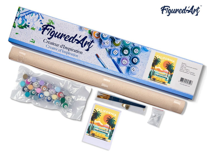 Malen nach Zahlen 40x50cm ohne Keilrahmen Figured’Art Reiseposter Kalifornien