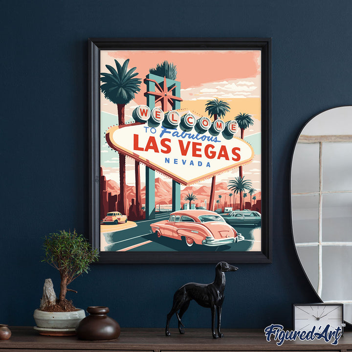 Malen nach Zahlen 40x50cm ohne Keilrahmen Figured’Art Reiseposter Las Vegas