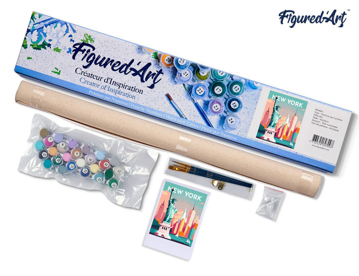 Malen nach Zahlen 40x50cm ohne Keilrahmen Figured’Art Reiseposter New York