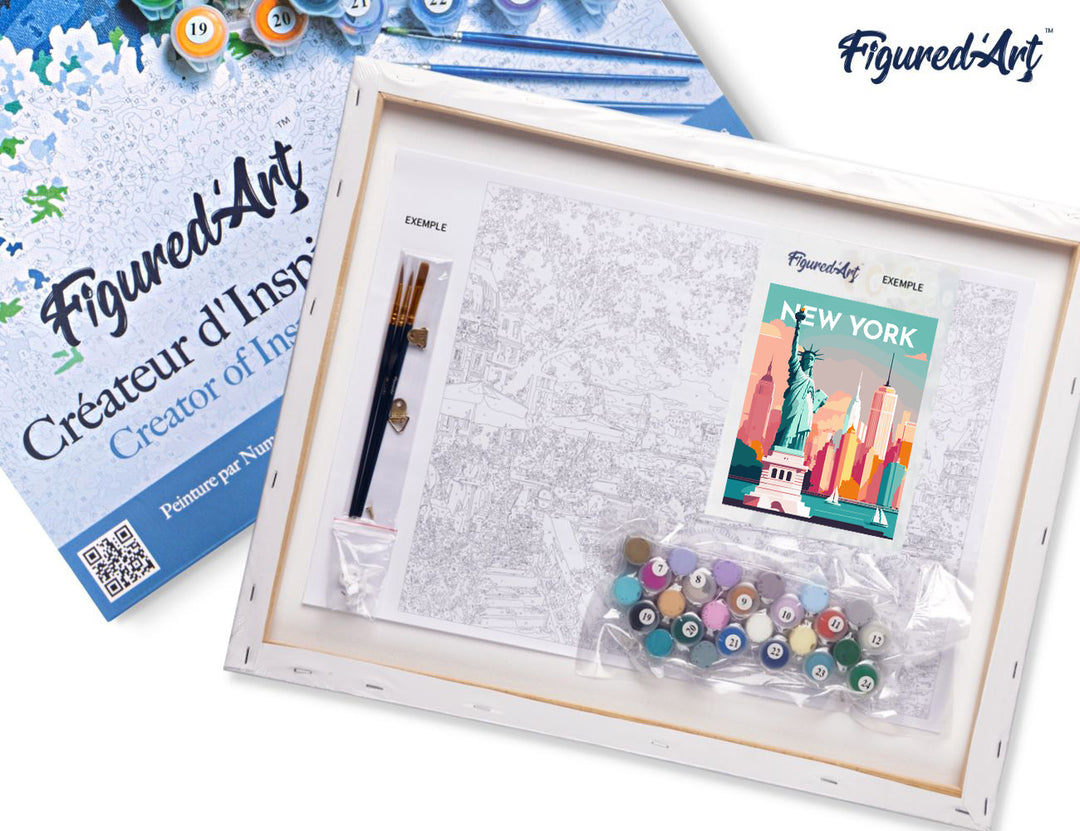 Malen nach Zahlen 40x50cm auf Keilrahmen gespannt Figured’Art Reiseposter New York