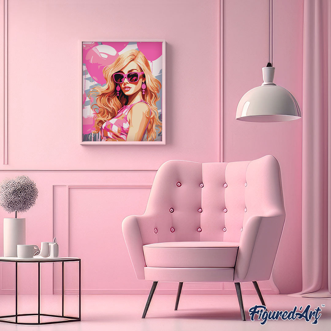 Malen nach Zahlen 40x50cm ohne Keilrahmen Figured’Art Rosa Ballons und die Diva - Kidis Art