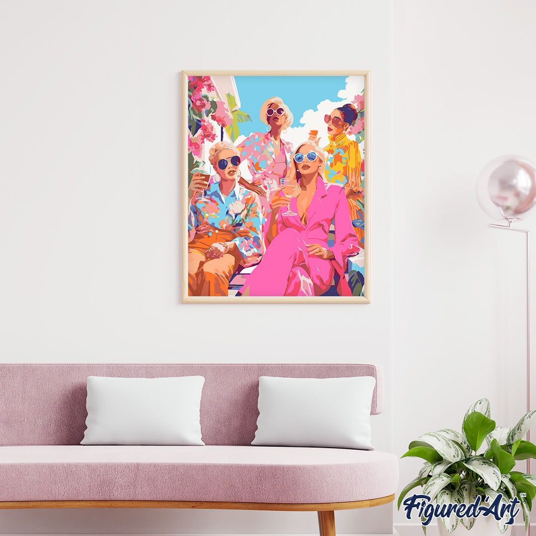 Malen nach Zahlen 40x50cm ohne Keilrahmen Figured’Art Treffen der Divas