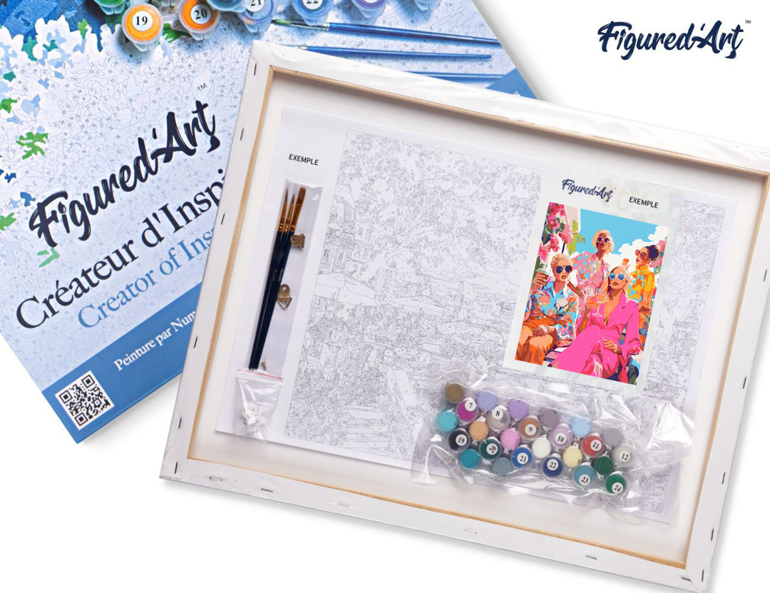 Malen nach Zahlen 40x50cm auf Keilrahmen gespannt Figured’Art Treffen der Divas