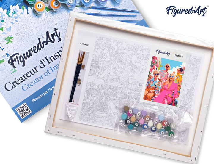 Malen nach Zahlen 40x50cm auf Keilrahmen gespannt Figured’Art Treffen der Divas