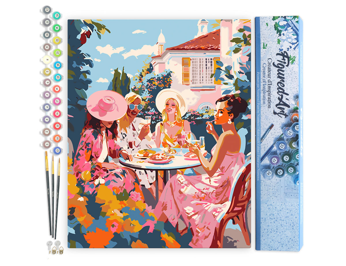 Malen nach Zahlen 40x50cm ohne Keilrahmen Figured’Art Party im Jardin des Divas - Kidis Art