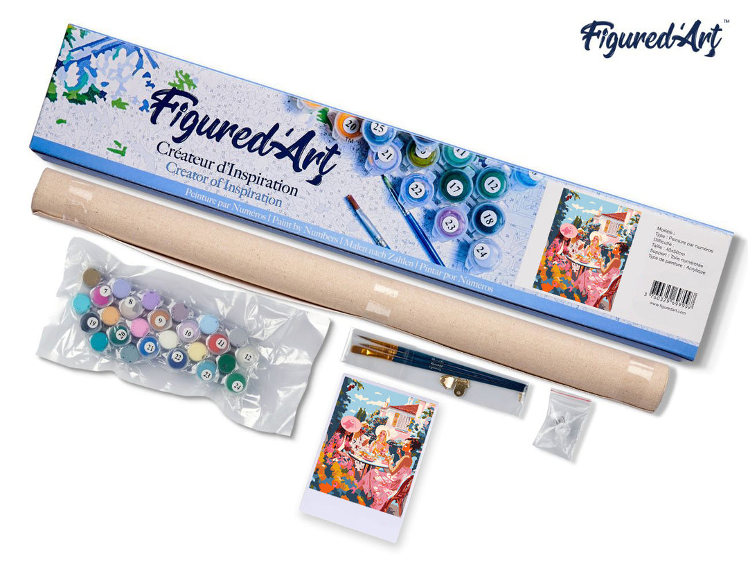 Malen nach Zahlen 40x50cm ohne Keilrahmen Figured’Art Party im Jardin des Divas