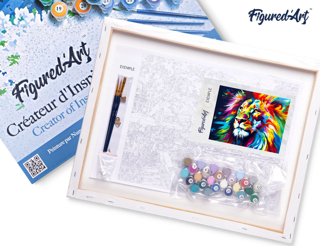 Figured’Art Malen Nach Zahlen Löwe 40x50 Cm Auf Keilrahmen Farbenfroh Abstrakt Komplett-Set - Kidis Art