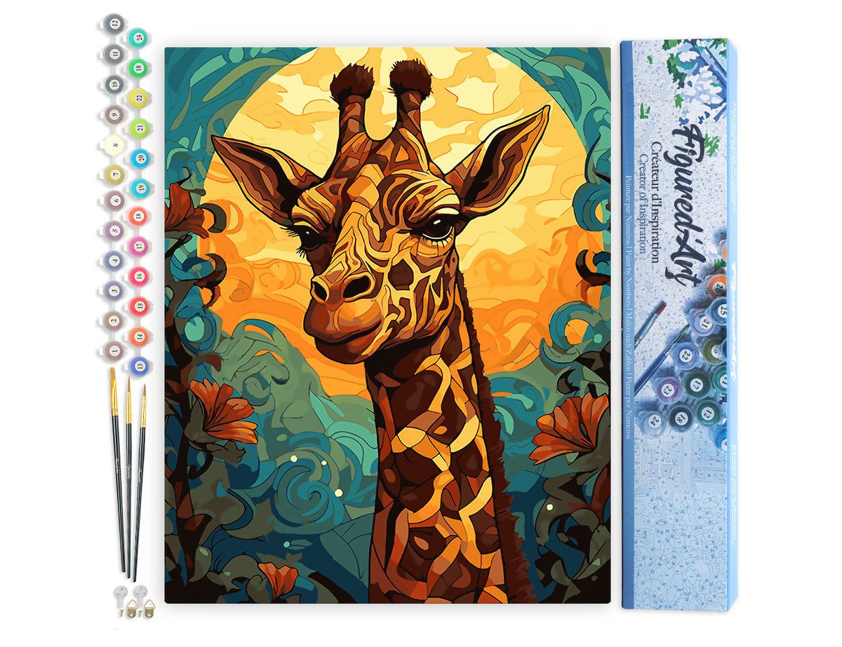 Malen nach Zahlen 40x50cm ohne Keilrahmen Figured’Art Giraffe Art Déco - Kidis Art
