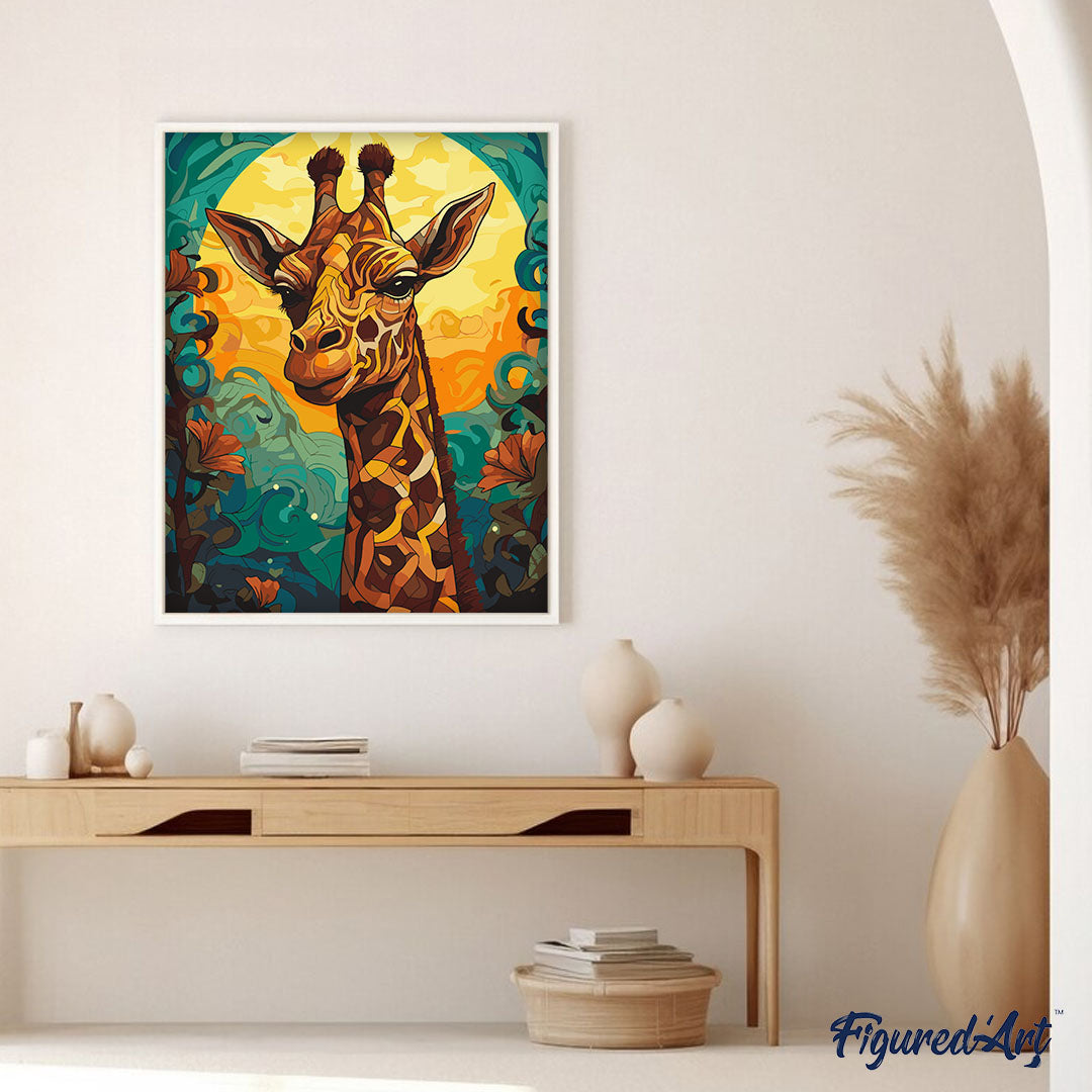 Malen nach Zahlen 40x50cm ohne Keilrahmen Figured’Art Giraffe Art Déco - Kidis Art