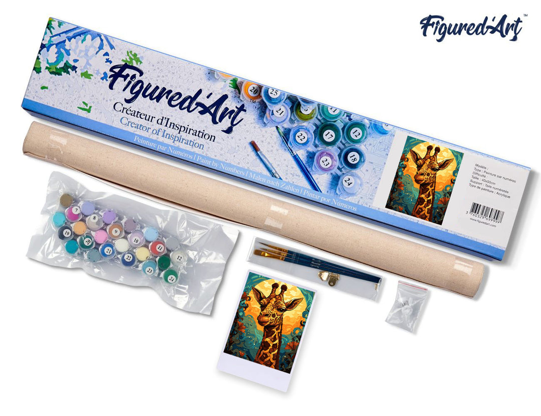 Malen nach Zahlen 40x50cm ohne Keilrahmen Figured’Art Giraffe Art Déco