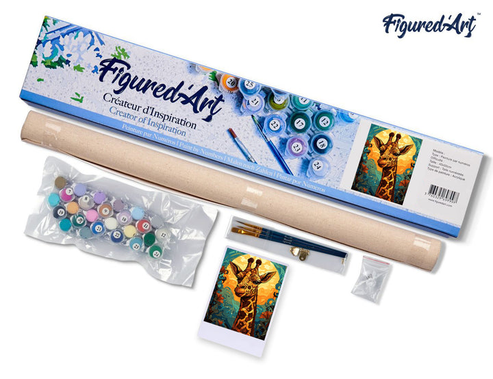 Malen nach Zahlen 40x50cm ohne Keilrahmen Figured’Art Giraffe Art Déco