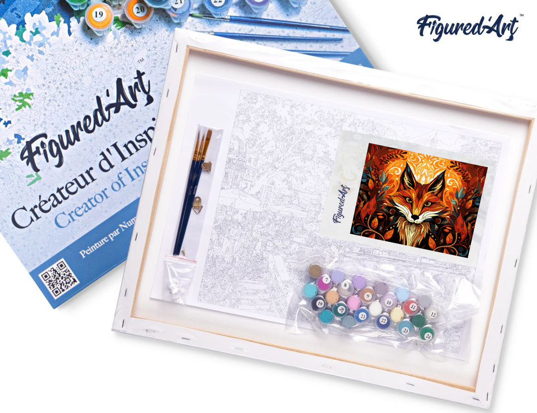 Malen nach Zahlen 40x50cm auf Keilrahmen gespannt Figured’Art Fuchs Art Deco