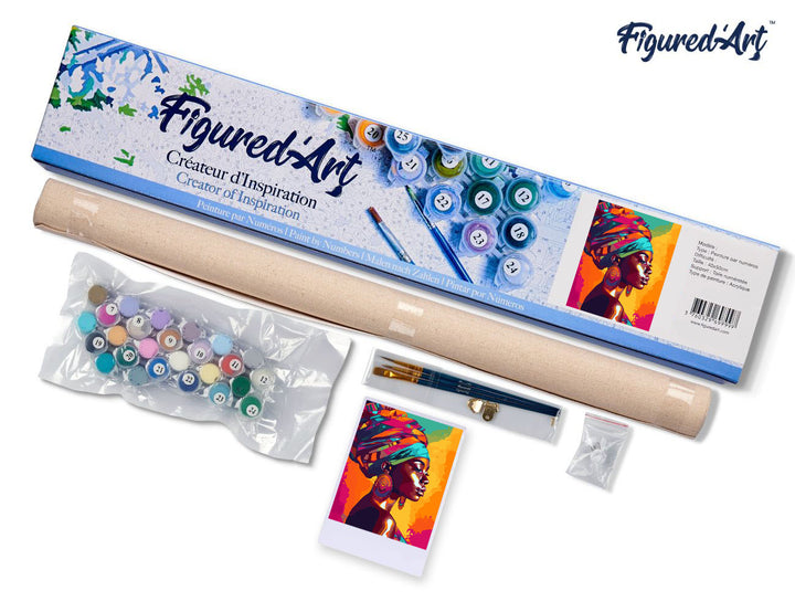 Malen nach Zahlen 40x50cm ohne Keilrahmen Figured’Art Art-Deco-Schwarze Katze