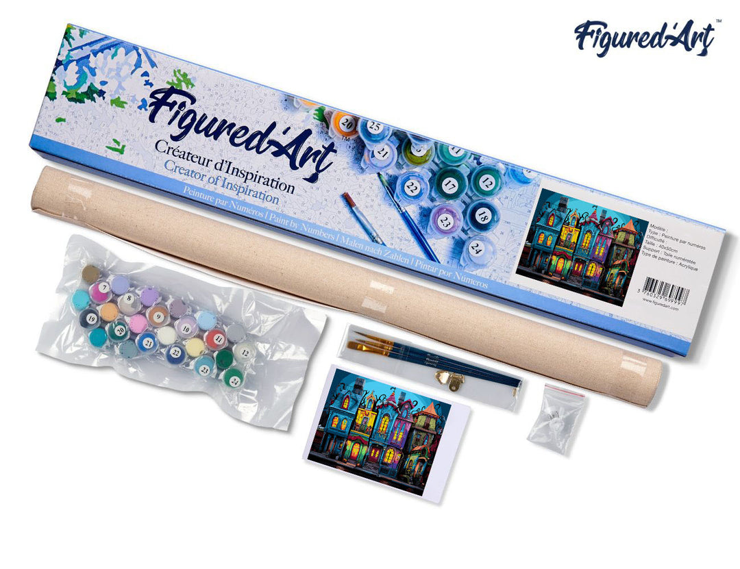 Malen nach Zahlen 40x50cm ohne Keilrahmen Figured’Art Bunter Hirsch in voller Blüte - Kidis Art