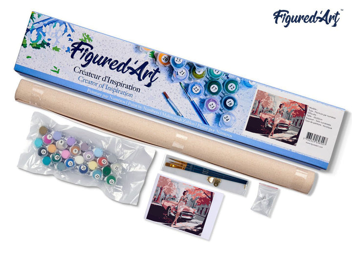 Malen nach Zahlen 40x50cm ohne Keilrahmen Figured’Art Kleiner Fuchs mit Glühbirnen