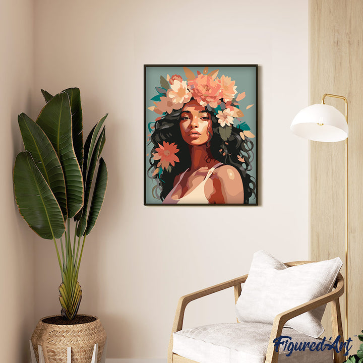 Malen nach Zahlen 40x50cm ohne Keilrahmen Figured’Art Pärchen und bunter Sonnenuntergang